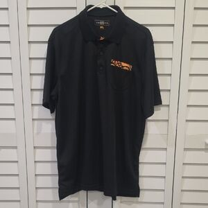 Loudmouth Polo Shirt w Black Orange & Yellow Flame details NWOT Golf